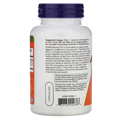 NOW Foods Betaine HCl capsules image showing convenient daily use