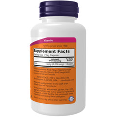 NOW Foods Biotin label closeup on capsules highlighting essential nutrient features