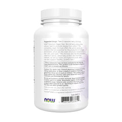 NOW Foods Biotin 5000mcg capsules indicate high potency for keratin support.