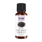 NOW Foods Black Pepper Oil bottle with warming, focusing aroma.