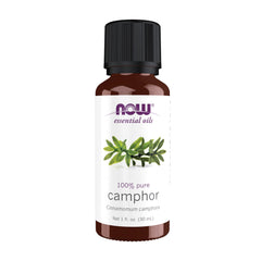 NOW Foods camphor oil bottle—invigorating aroma for diffusers.