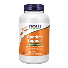 NOW Foods Candida Support bottle with Pau D'Arco and Oregano Oil supporting gut balance.