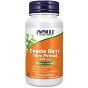 NOW Foods chaste berry vitex bottle with label, ready for daily wellness ritual.