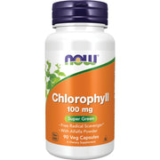 NOW Foods Chlorophyll 90 capsules bottle for daily wellness support