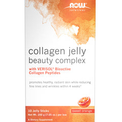 NOW Foods Collagen Jelly Beauty Complex orange-stick visuals showing orange flavor for radiant skin