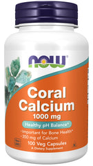 NOW Foods Coral Calcium 1000mg bottle front view highlighting alkaline calcium for bone support
