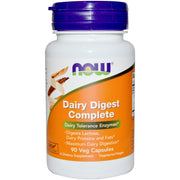 NOW Foods Dairy Digest Complete bottle front view supports dairy digestion