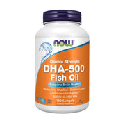 NOW Foods DHA-500 softgel bottle with enteric coating for gentle digestion