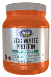 NOW Foods Egg White Protein Powder canister for post-workout protein and clean nutrition.