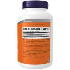 NOW Foods GABA 750mg capsules ready for daily use