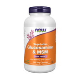 NOW Foods Glucosamine & MSM bottle front with GreenGrown vegan joint support formula