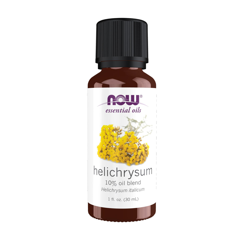 NOW Foods Helichrysum oil bottle pour for easy diffuser use