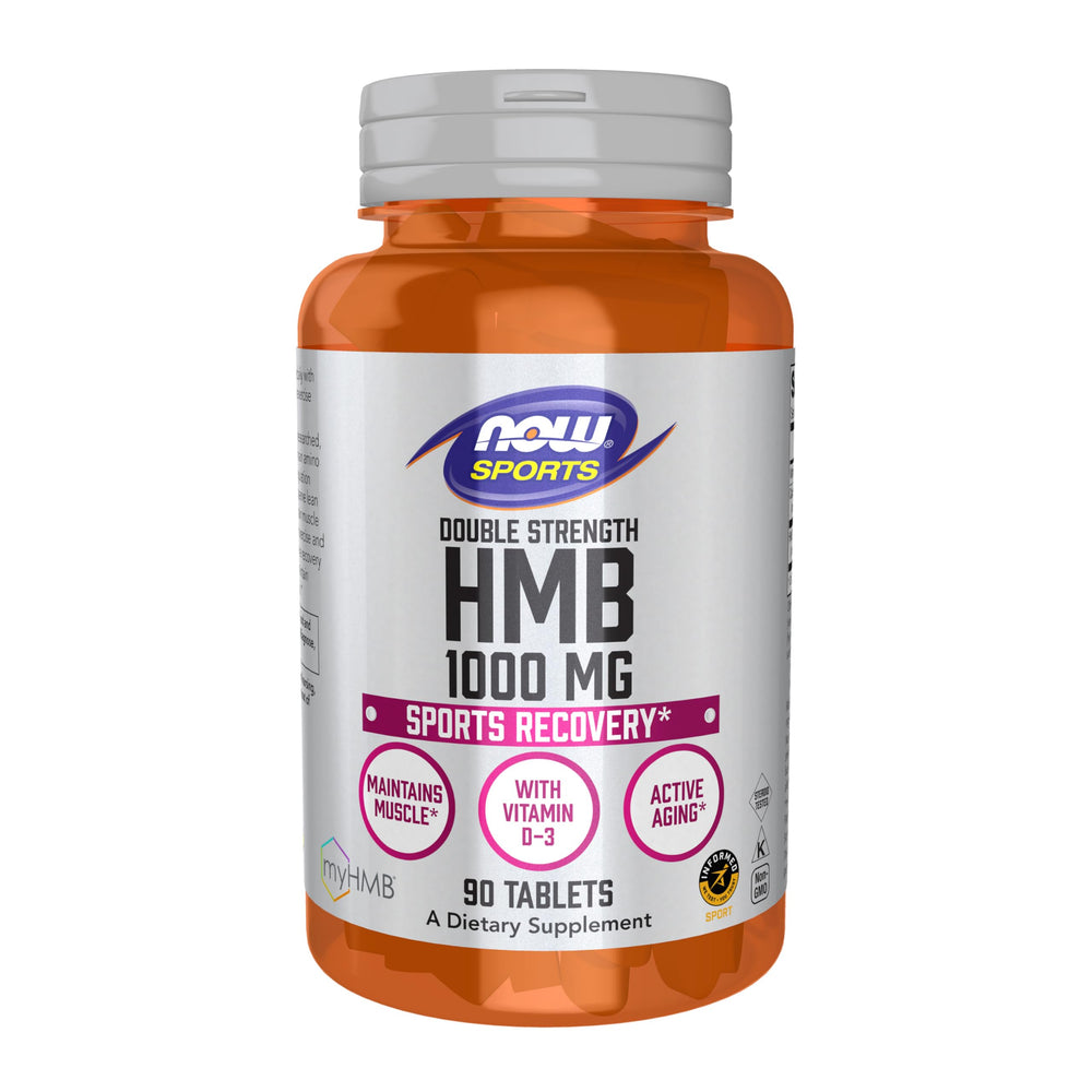 NOW Foods HMB double strength tablet bottle front view for muscle support