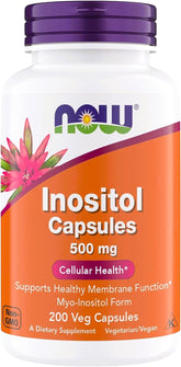 NOW Foods Inositol 500 mg bottle shown for cellular health