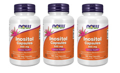 NOW Foods Inositol 500mg pack of 3 bottles for easy ongoing supplementation.