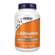 NOW Foods L-Citrulline 750 mg bottle, supports protein metabolism.