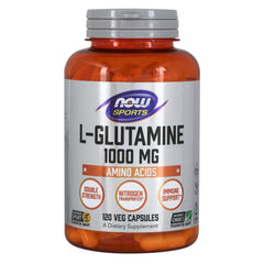 NOW Foods L-Glutamine 1000 mg capsules bottle, supporting immune health and gut nourishment