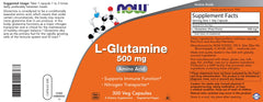 NOW Foods L-Glutamine capsules with water demonstrating easy swallowing