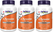 NOW Foods L-Tyrosine 500 mg bottle for daily mental alertness support.