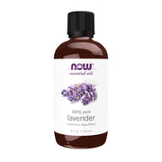 NOW Foods Lavender Oil bottle on display, highlighting a calming aromatherapy option.