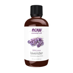 NOW Foods Lavender Oil bottle on display, highlighting a calming aromatherapy option.
