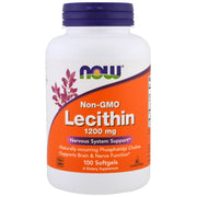 NOW Foods Lecithin Softgels bottle highlights 1200 mg formula for nervous system support