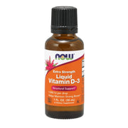 NOW Foods liquid vitamin D3 bottle for daily dosing convenience