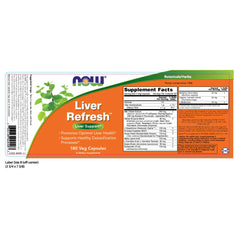 NOW Foods Liver Refresh bottle back with dosage and directions for a balanced routine.