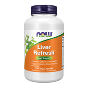 NOW Foods Liver Refresh bottle front with milk thistle and herb blend promoting liver health
