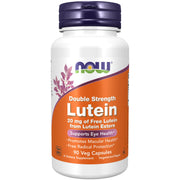 NOW Foods Lutein 20 mg bottle front promotes eye health support.