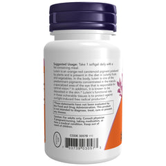 NOW Foods Lutein softgels with skin tone visualization showing pigment deposition