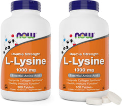 NOW Foods Lysine 1000mg bottle front view for daily essential amino acid support.