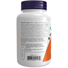 NOW Foods Lysine 1000mg bottle with capsules ready for everyday use.