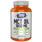 NOW Foods MCT Oil softgels front view for quick energy support.
