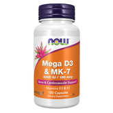 NOW Foods Mega D-3 & MK-7 bottle front for bone and heart support