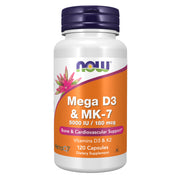 NOW Foods Mega D-3 & MK-7 bottle front for bone and heart support