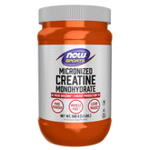 NOW Foods Micronized Creatine Powder jar front supports powerful workouts.