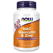 NOW Foods NAC Quercetin Zinc bottle with capsules for daily immune support