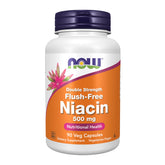 NOW Foods Niacin 500 mg capsule close-up showing a vegan capsule for daily energy metabolism support.