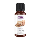 NOW Foods Nutmeg Oil bottle in diffuser setup for energizing aroma.