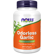 NOW Foods Odorless Garlic softgels in bottle for convenient daily use