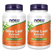 NOW Foods Olive Leaf Extract bottle with 500 mg capsules for daily antioxidant support