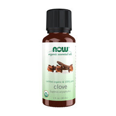 NOW Foods Organic Clove Oil bottle ready for pure aromatherapy use