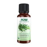 NOW Foods Organic Rosemary Oil bottle view showing pure, uplifting aroma