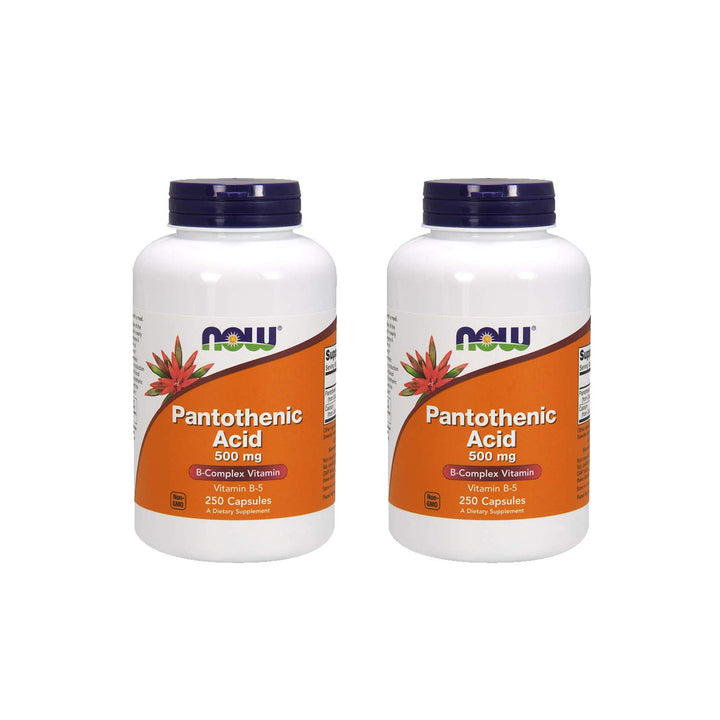 NOW Foods Pantothenic Acid 500 mg bottle showing label for energy metabolism support