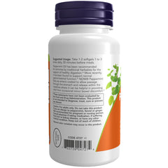 NOW Foods Peppermint Gels with ginger and fennel oils close-up suggesting GI support