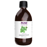 NOW Foods Peppermint Oil bottle label showcases purity and natural aroma for everyday use