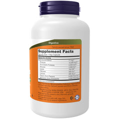 NOW Foods Plant Enzymes capsules closeup highlights enzyme blend for digestion.