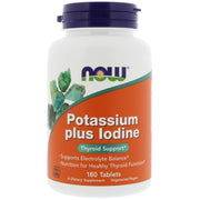 NOW Foods Potassium Plus Iodine bottle front view supports thyroid function