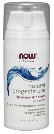 NOW Foods Progesterone Cream Unscented 3 oz bottle for easy daily use.